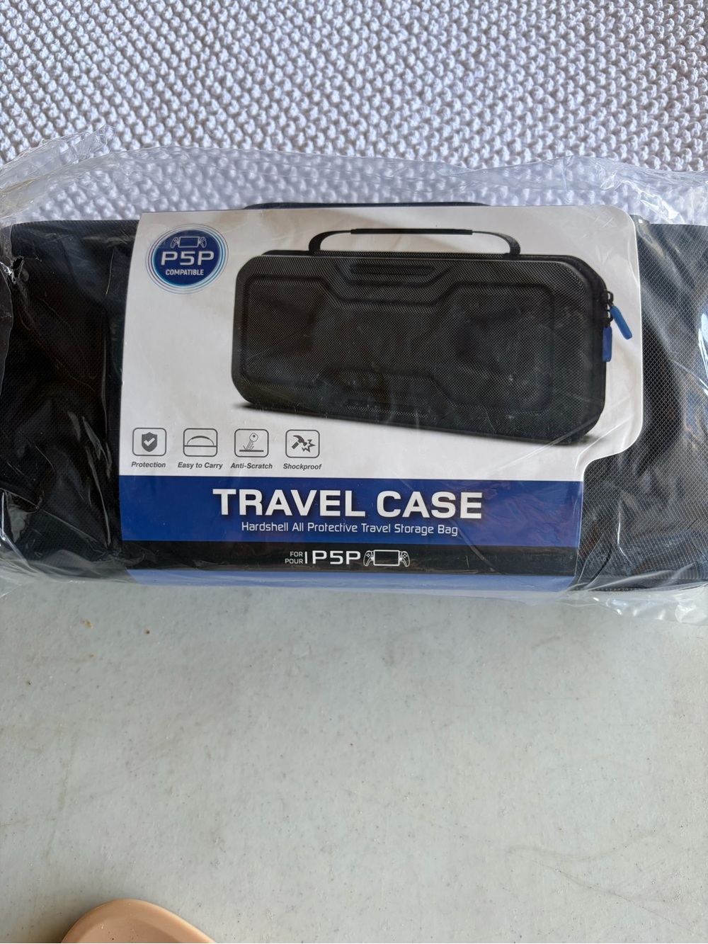 Black Travel Case for PSP with Blue Accents